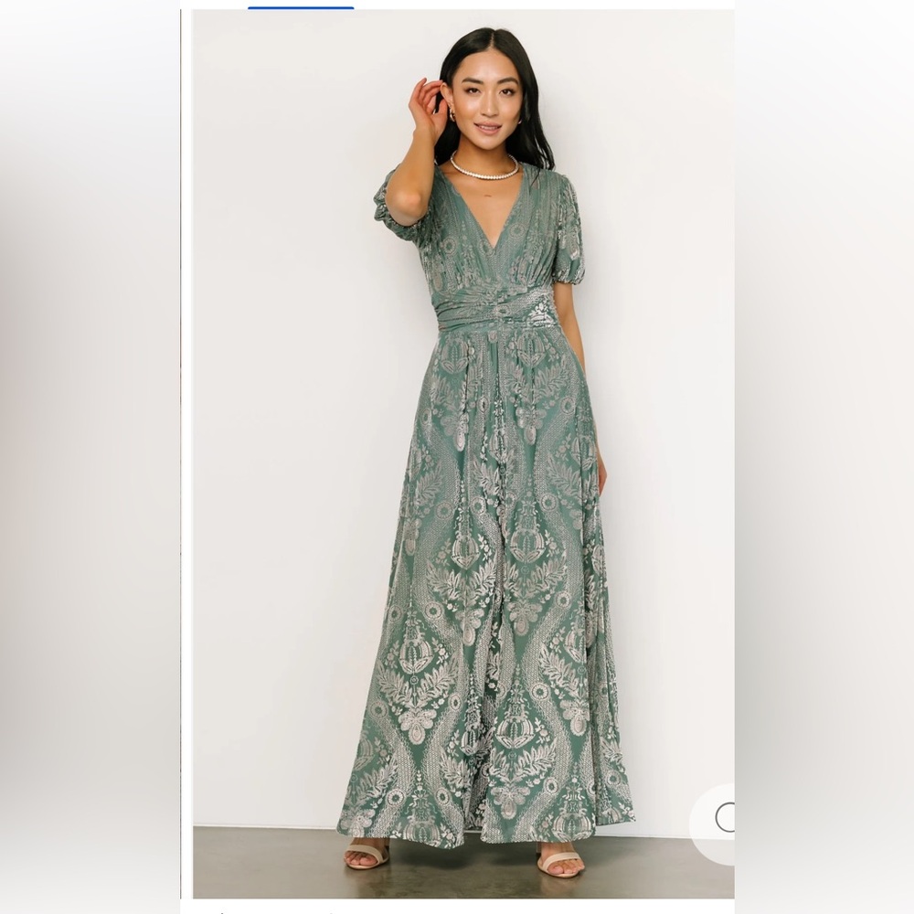 Baltic Born Elegant Green Patterned Maxi Dress - Picture 2 of 9